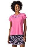Terry Tech Tee Flow Bike Top - Women's UPF 50+ Crew Neck Short Sleeve Casual Cycling Shirt, Relaxed Fit - Pink Heather | Finesse, XX Large