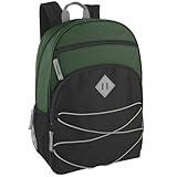 Summit Ridge Boys and Girls School Backpacks with Bungee Cord Front | 17” Multi Pocket Backpack for Kids, Teens, Adults, Travel (Green/Black)