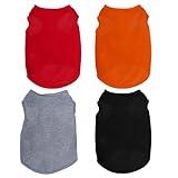 4 Pcs Cat Shirts Solid Color Dog Clothes Summer Sleeveless Pet T Shirts for Small Pet Dogs Cat (Black,Grey,Red,Orange, Medium)