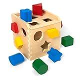 Melissa & Doug Shape Sorting Cube - Classic Wooden Toy With 12 Shapes Classic Kids Toys, Wooden Toddler Toys, Shape Sorter For Toddlers Ages 2+