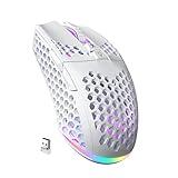 SOLAKAKA SM600 White Wireless Gaming Mouse,8000 DPI Tri-Modes BT5.1/Type-C Wired/2.4G Wireless Mouse with 2 Side Buttons, Programmable Macro Gamer Mouse with RGB Light for Laptop/PC/Mac