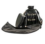 Everyday Casual Comfortable Women Foldable Portable Ballet Flats Shoes That fold in Half to fit in a Carry Bag (Black Satin, 10)