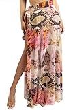 Show-Stopping Printed Mesh Maxi Skirt Effortless Elegance for Every Occasion Pink Combo Large