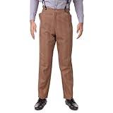 ThePirateDressing Men's Steampunk Victorian Cosplay Costume Pants – Classic High-Waist Trousers – 100% Cotton Fabric – Historical Renaissance Halloween Outfit C1488-Brown Check -XX-Large