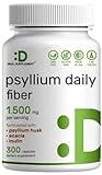 Psyllium Husk 1500mg Per Serving, 300 Capsules – 3 in 1 Fiber Supplement with Inulin & Acacia Complex – Natural Soluble Fiber, Supports Digestive Health – Plant Based, Non-GMO