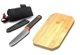 GSI Outdoors Santoku Prep Set 46001 – Compact 4-Inch Knife with Bamboo Cutting Board, Sheath & Storage Bag