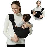 MISSWISDOM Baby Sling Carrier, Toddler Carrier Sling with Double Safety Buckle and Adjustable Shoulder Strap, Baby Carriers One Size Fits All, Black