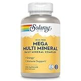 SOLARAY Mega Multi Mineral, Iron Free - Daily Mineral Supplement w/Trace Minerals, Electrolytes, Calcium, Magnesium, Zinc, Selenium, Boron -Cellular Energy, Immune Support, 60-Day Guarantee, 50 Serv