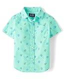The Children's Place,Baby Boys,and Toddler Poplin Short Sleeve Button Down Shirt,Easter Egg Mint,2 Years
