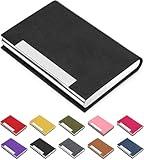 Padike Business Card Holder/ Case Professional PU Leather & Stainless Steel Multi Wallet Credit Card ID Case/Holder for Men & Women. (Black)