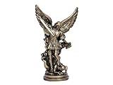 San Miguel Arcangel Statue 12inch St Michael Statue Saint Archangel Michael Statue Defeated Lucifer Tramples Demon Resin Battle Angel Sculpture Bronze Collectible Sculpture Religious Figurines Decor