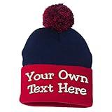 Love Sketches Custom Embroidered Beanie Men Women Unisex Cuffed Knit Pom Skull Cap Hat (NavyRed)