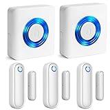 YisTech Caregiver Pager Door Alarms for Dementia Patients/Kids Safety/Home Security,Wireless Door Alarm Sensor for Elderly/Business/Home/Store (Three Sensor Two Receiver)