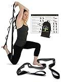Gradient Fitness Stretching Strap for Physical Therapy, 12 Multi-Loop Stretch Strap 1.5" W x 8' L, Neoprene Handles, Physical Therapy Equipment, Yoga Straps for Stretching, Leg Stretcher, (Black/Grey)