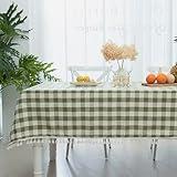 Midsummer Breeze Checkered Rectangle Tablecloth, Heavy Weight Cotton Gingham Table Cloth Plaid Table Cover for Spring Summer Picnic Kitchen Dinner Restaurant Outdoor Party（55x70”,Green