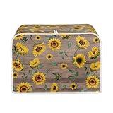 JEOCODY Wood Sunflower Toaster Bread Maker Cover Quilted Toaster Cover 4 Slice Kitchen Small Appliance Covers, Toaster Cover Fits for Most Standard 4 slice Toasters