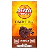 Metamucil, Fiber Thins, Daily Psyllium Husk Fiber Supplement, Supports Digestive Health and Satisfies Hunger, Chocolate Flavor, 48 Total Servings (4 Packs of 12)