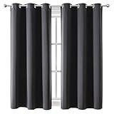 ChrisDowa Grommet Blackout Curtains for Bedroom and Living Room - 2 Panels Set Thermal Insulated Room Darkening Curtains (Dark Grey, 42 x 63 Inch)