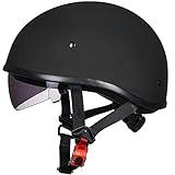 ILM Motorcycle Half Helmet with Sunshield Quick Release Strap Half Face Fit for Cruiser Scooter DOT Approved 883V (Matte Black, Large)