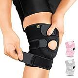 Bracoo Adjustable Compression Knee Patellar Pad Tendon Support Sleeve Brace for Men Women - Arthritis Pain, Injury Recovery, Running, Workout, KS10 (Black)
