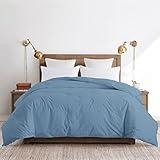 Feather and Loom Button Stitch Down Alternative All Seasons Comforter - Soft and Easy Care Microfiber Cover, Hypoallergenic High Loft Fiber Fill, Machine Washable Color: Blue Fog Size: King