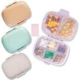 4 Pack Pill Organizer - Travel Pill Box with Label, 8 Compartment Daily Pill Case for Pocket Purse, Medicine Case, Waterproof Portable Pill Supplement Case, Travel Pill Container to Hold Vitamin
