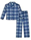 Sleep On It Boys Pajama Set 2 Piece Button Front Kids Pajama Coat Set for Boys Blue Plaid