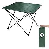 VILLEY Portable Camping Side Table, Ultralight Aluminum Folding Beach Table with Carry Bag for Outdoor Cooking, Picnic, Camp, Boat, Travel - Green