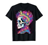 Floral Fusion: Edgy Skull with Vibrant Colors Design T-Shirt
