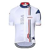JPOJPO USA Cycling Jersey Men Short Sleeve Bike Shirts Biking Jersey Summer American Bicycle Tops with 3 Pockets Reflective