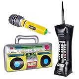 AYRXG Inflatable Boom Box & Phone Prop - 90s Style Microphones for 80s 90s Parties