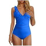 Emergency Preparedness Items One Piece Swimsuit Women Tummy Control Cutout Slimming Bathing Suit Cute Ruffle V Neck Sexy Ruched Monokinis Swimwear Womens Bathing Suit
