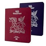 United Pet Club Color Premium PU Leather stitch-sewn US Pet Passport Medical Record for Pet Health and Vaccination English + Spanish for Cat, Dog, Puppy and Kitten (Purple + Red Berry, Double)