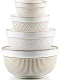 getstar Large Serving Bowls, Ceramic Salad Bowl Set of 4, Microwave and Dishwasher Safe, Farmhouse Kitchen Decorative Nesting Bowls Set