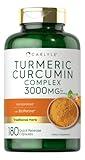Carlyle Turmeric Curcumin Supplement | 3000mg 180 Capsules | with Black Pepper, Curcuminoids and Bioperine | Non-GMO, Gluten Free
