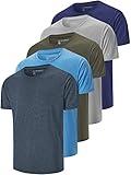 5 Pack Men's Dry Fit T Shirts Athletic Running Gym Workout Short Sleeve Tee Shirts for Men (US, Alpha, Small, Regular, Regular, Set 2)