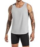 Boyzn Men's Cotton Running Tank Tops, Sleeveless Workout Muscle Tee Shirts, Athletic Gym Muscle Beach Fitness Bodybuilding Shirts Gray-M