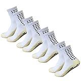 Yufree 4 Pairs Mens Grip Soccer Socks Non Slip Grippy Women Socks for Football Basketball Sports