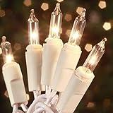 Christmas Lights 100 Count Mini Clear Lights 21ft White Wire Christmas Tree String Lights Set for Outdoor Indoor Christmas Decorations Wedding Decorations Valentines Day Decor,UL Certified (21feet)