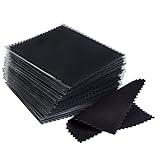 CATIFLIN 100pcs Premium Jewelry Cleaning Cloth, Silver Polishing Cloth Individually Wrapped, for Sterling Silver, Gold, Brass, Silverware, Coin, Ring, Watch and More (Black, 3.15" x 3.15")