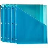 Amazon Basics Binder Organizer Poly Jacket, 3 Hole Punch, Pack of 25, Assorted Colors, 9.3 x 11.2 inches