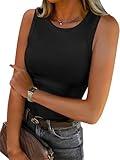 ANRABESS Womens Sleeveless High Neck Tank Tops Fashion Summer Casual Basic Slim Fit Ribbed Racerback Top Shirt Clothes Black-M