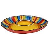 Sierra 13.5" Chip & Dip Platter – Great for Parties, Game Day, and Appetizers – Colorful Multicolor Ceramic Snack Server
