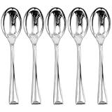 Elegant Silver Mini Spoons - 4" (30-Pack) - Perfect for Desserts & Tasting Parties - Sturdy & Reusable, Stand-Out Tableware Accessory