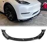 Fancemot Glossy Black Front Lip Compatible with 2017-2023 Tesla Model 3, Aggressive Front Bumper Lip Splitter, Aerodynamic Front Lip Spoiler, Durable ABS Upgrade for Sporty Style & Protection