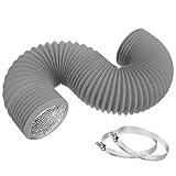TEAIERXY 4 Inch 8FT Dryer Vent Hose,Flexible Insulated Air Ducting,Vent Hose PVC Aluminum Foil with 2 Clamps for HVAC Ventilation(Grey)