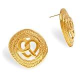 Frigotine Chunky Gold Love Knot Stud Earrings for Women, Statement Trendy Thick Hollow Lightweight Large Heart Geometric Textures Earing Prom Jewelry Gift