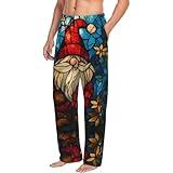 TZTTZT Mens Pajama Pants Bottoms with Pockets, Christmas floral stained glass man Comfort Pj Lounge Pants Soft Sleep Pants for Men Black