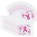 60 Pcs Breast Cancer Awareness Makeup Bags Set, Waterproof EVA Travel Toiletry Bags with Pink Ribbon Design, Strength, Cure, Hope, Perfect for Women and Girls, Cancer Survivor and Charity Party Gifts
