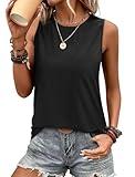 Womens Summer Tops Basic Tank Tops Cute Fashion Beach Vacation Outfits Clothes Date 2025 Cruise Blouses Dressy Casual L Black